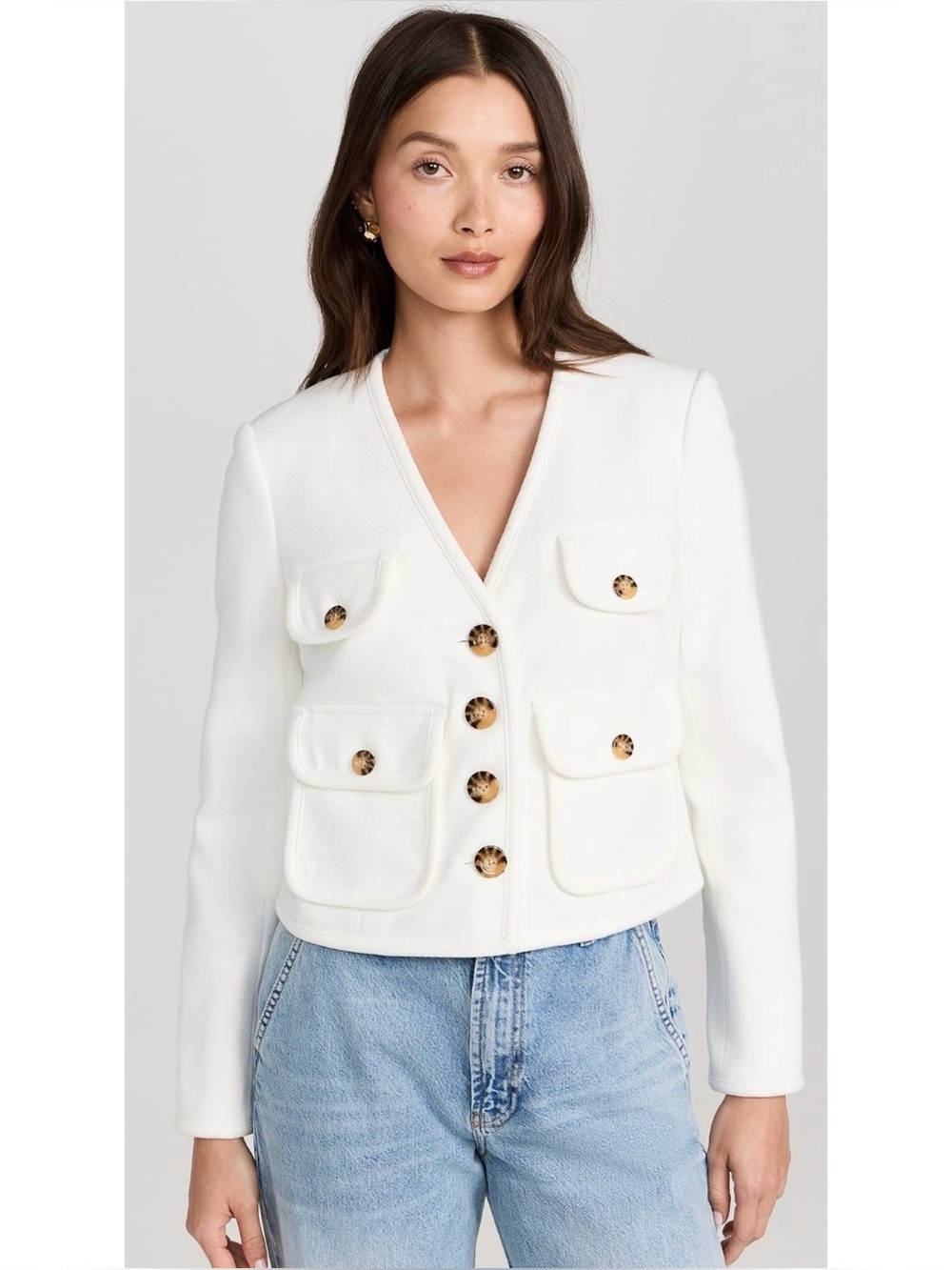 Veronica Beard Isola Cropped Button Up Jacket 12